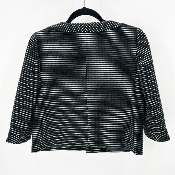 Talbots cropped polka dot blazer jacket size 14 3/4 sleeves black and white - Picture 2 of 12
